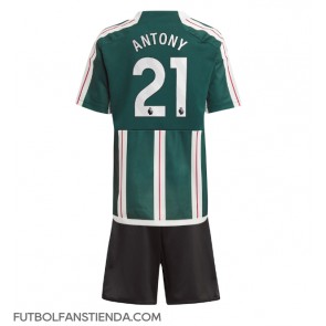 Manchester United Antony #21 Segunda Equipación Niños 2023-24 Manga Corta (+ Pantalones cortos)